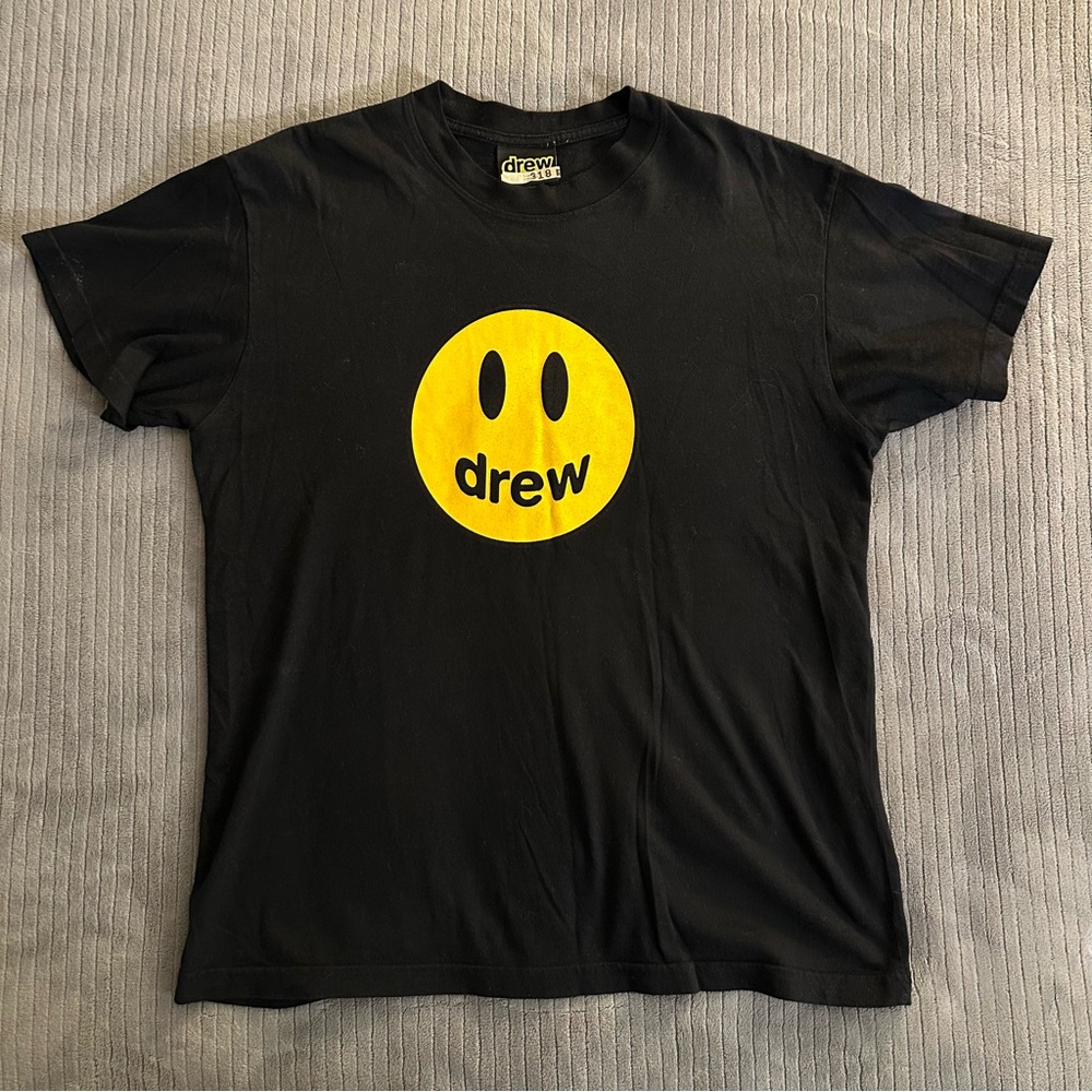 Drew Black T-Shirt with Yellow Smiley